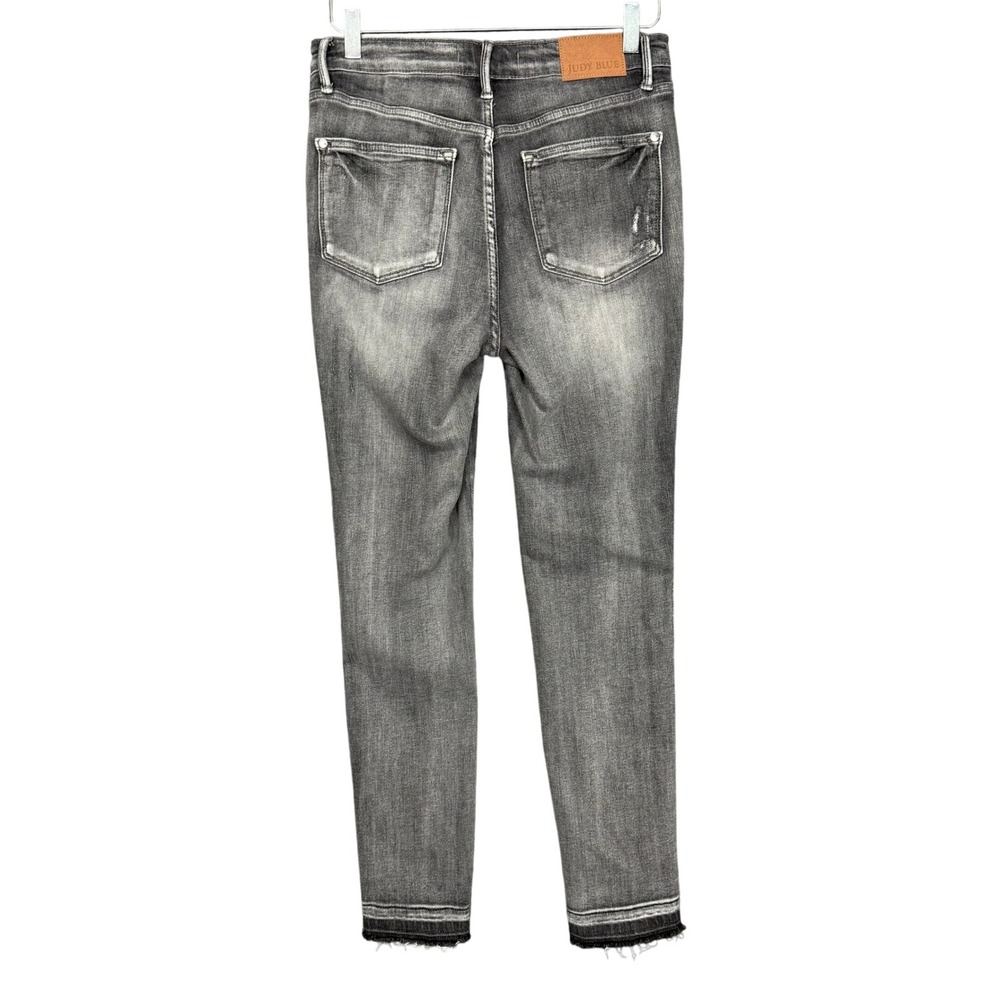 Judy Blue Jeans Womens 5 27 Gray Skinny Distressed Frayed Released Hem High Rise - Picture 9 of 15